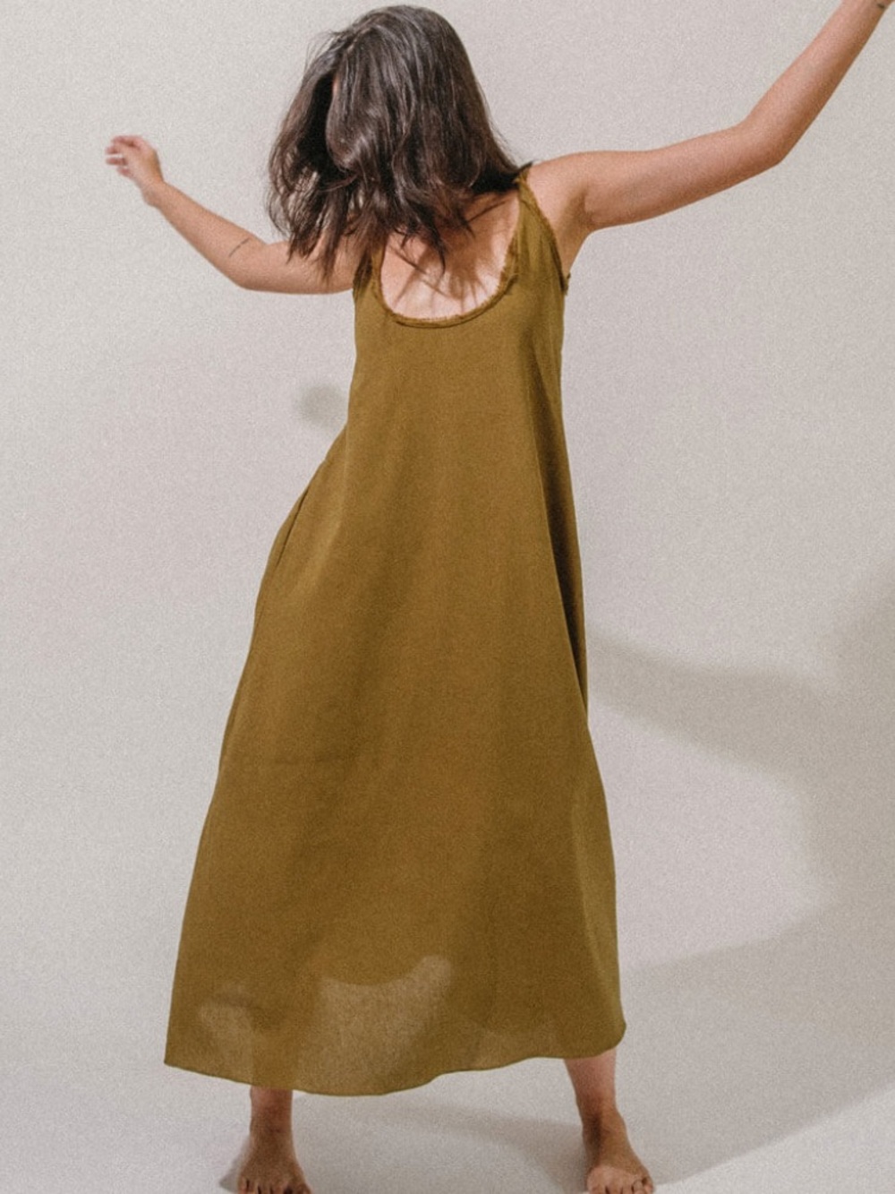 Anika Olive Green Sleeveless Maxi Dress - Unbranded Size XS